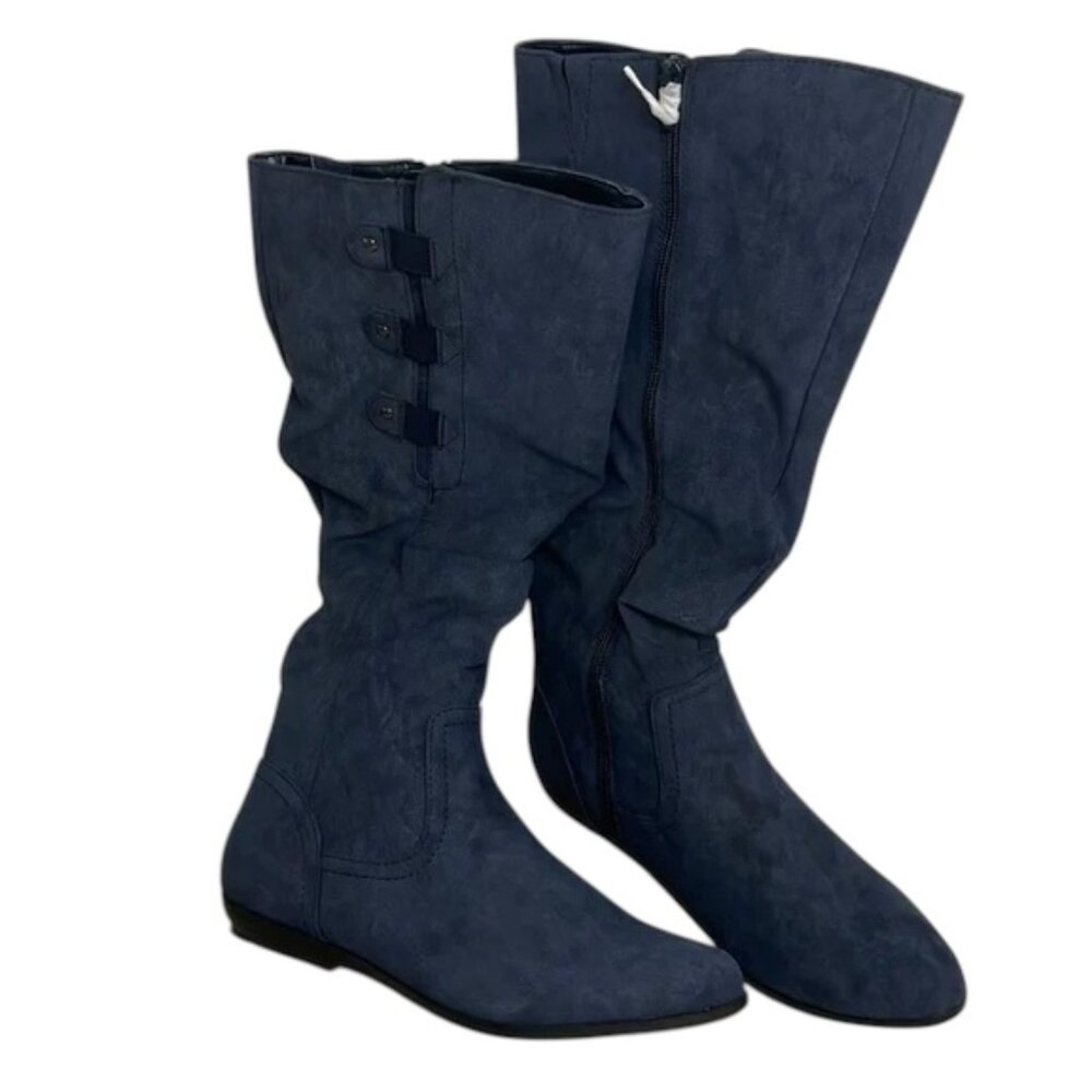NIB Cliffs Felisa Faux Suede Navy Full Zip Boots